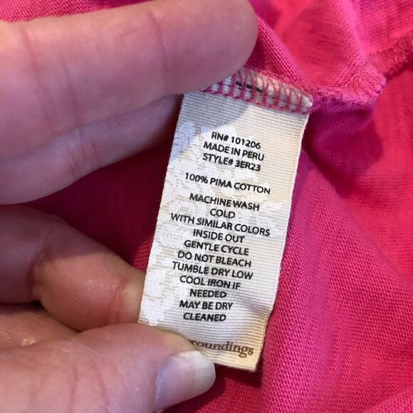 Soft Surroundings bright pink keyhole back v neck top size Petite Extra Large XL - Picture 7 of 13